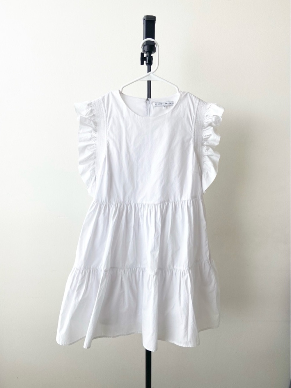 English Factory White Ruffle Sleeve Cotton Dress Size XS